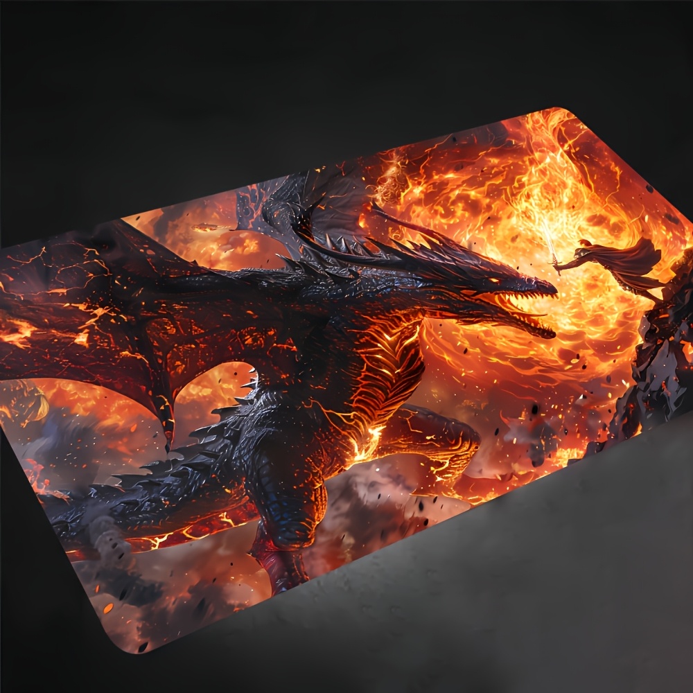 Fiery Dragon Playmat with Non-Slip Rubber Base